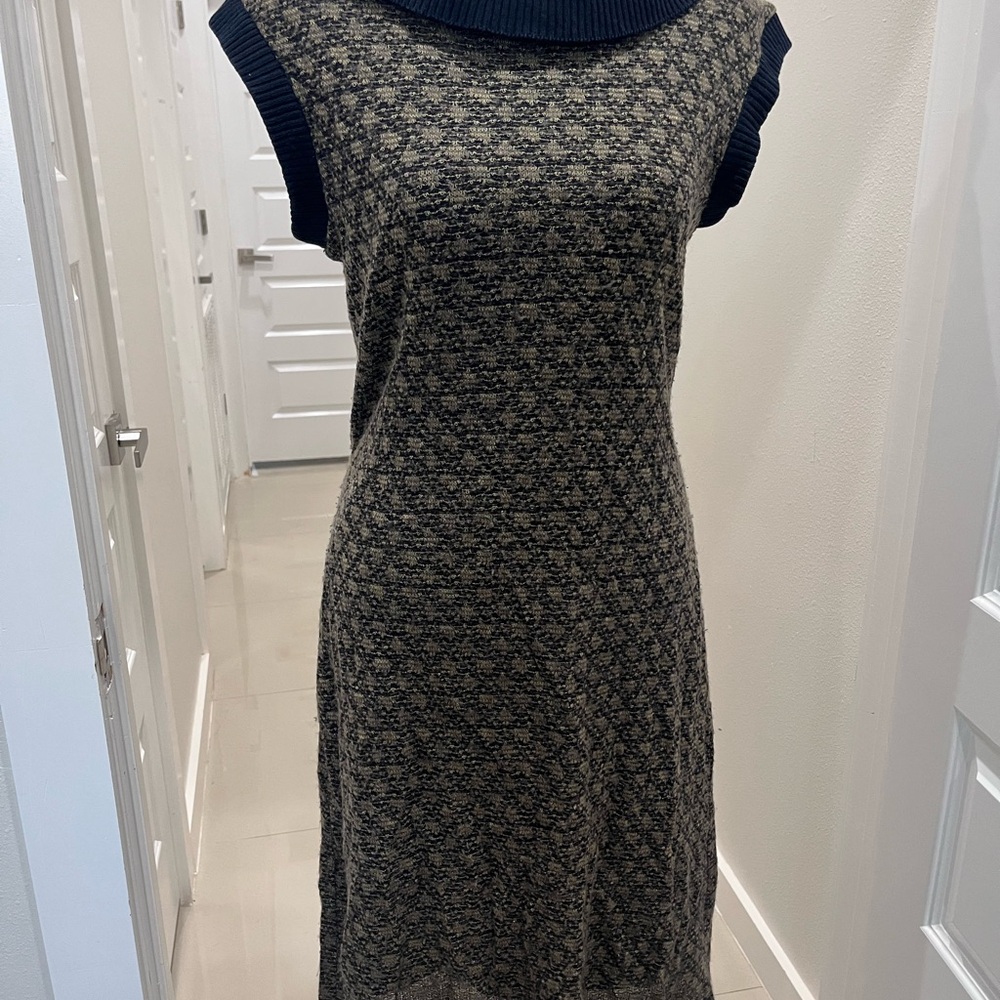 Free People Elegant Navy and Gray Knit Dress vintage